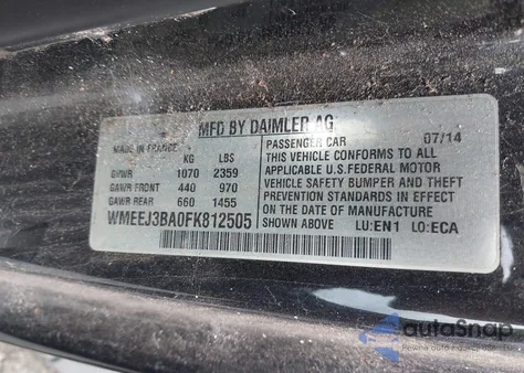 2015 Smart Fortwo Pure из США, поврежденный, VIN WMEEJ3BA0FK812505